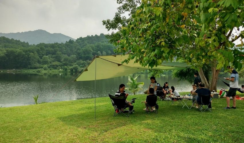 Trải nghiệm dựng lều trại và dã ngoại ven hồ Kèo Cà
